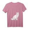 Damen Türkisch Angora Katze T-Shirt mit V-Ausschnitt - Leichtes, klassisch geschnittenes Shirt mit doppelten Nähten