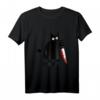 Lustiges Cat What? Blutiges Messer Blut-Spritzer T-Shirt – Perfekt für Halloween, Geburtstage und Party-Geschenke für Katzen- und Horrofans
