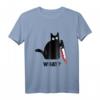 Lustiges Cat What? Blutiges Messer Blut-Spritzer T-Shirt – Perfekt für Halloween, Geburtstage und Party-Geschenke für Katzen- und Horrofans