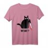 Lustiges Cat What? Blutiges Messer Blut-Spritzer T-Shirt – Perfekt für Halloween, Geburtstage und Party-Geschenke für Katzen- und Horrofans