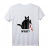 Lustiges Cat What? Blutiges Messer Blut-Spritzer T-Shirt – Perfekt für Halloween, Geburtstage und Party-Geschenke für Katzen- und Horrofans