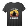Lustiges Katzen T-Shirt mit 'Cute But Psycho' Motiv – Verrückte Katze mit Messer, Perfekt für Halloween, Horror und Katzenfans