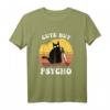 Lustiges Katzen T-Shirt mit 'Cute But Psycho' Motiv – Verrückte Katze mit Messer, Perfekt für Halloween, Horror und Katzenfans