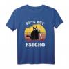 Lustiges Katzen T-Shirt mit 'Cute But Psycho' Motiv – Verrückte Katze mit Messer, Perfekt für Halloween, Horror und Katzenfans