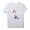 Damen Weißes Katzen T-Shirt mit Herzen und blauen Augen - Niedliches Katzenmotiv für Katzenliebhaberinnen, Katzenmamas & Tierfreunde