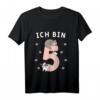 Kinder Fünfter Geburtstag Mädchen 5 Jahre alt Fünfjährige Katze T-Shirt - Lustiges Geschenk für Geburtstags, Weihnachten & Anlässe