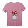 Damen T-Shirt mit Katze und Abstand halten Schutzmaske - Lustiges V-Ausschnitt Shirt für Frauen, perfekte Geschenkidee für jeden Anlass