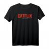 CATFLIX Brrringe Watching Streaming Katzen T-Shirt - Lustiges Parodie-Shirt für Serien- und Katzenliebhaber