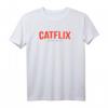 CATFLIX Brrringe Watching Streaming Katzen T-Shirt - Lustiges Parodie-Shirt für Serien- und Katzenliebhaber