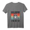 Damen Lustiges Katzen T-Shirt mit V-Ausschnitt – Für Büromenschen und Katzenliebhaberinnen, Perfekt als Geschenk zu Weihnachten & Geburtstag