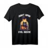 Böse Katze Don't Open Evil Inside Lustiges Schwarze Katze T-Shirt – Perfektes Geschenk für Katzenliebhaber und Humorvolle Tierfans