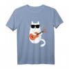 Katzen und Gitarre T-Shirt mit Sonnenbrille – Perfektes Geschenk für Katzenliebhaber, Musiker, Gitarrenspieler und Jazz-Fans