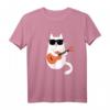 Katzen und Gitarre T-Shirt mit Sonnenbrille – Perfektes Geschenk für Katzenliebhaber, Musiker, Gitarrenspieler und Jazz-Fans
