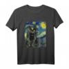 Sternennacht Vincent van Gogh Schwarze Katze Gemälde T-Shirt – Lustiges Katzenkunst-Shirt für Katzenliebhaber & Van Gogh Fans