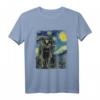 Sternennacht Vincent van Gogh Schwarze Katze Gemälde T-Shirt – Lustiges Katzenkunst-Shirt für Katzenliebhaber & Van Gogh Fans