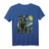 Sternennacht Vincent van Gogh Schwarze Katze Gemälde T-Shirt – Lustiges Katzenkunst-Shirt für Katzenliebhaber & Van Gogh Fans