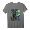 Sternennacht Vincent van Gogh Schwarze Katze Gemälde T-Shirt – Lustiges Katzenkunst-Shirt für Katzenliebhaber & Van Gogh Fans