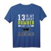 Lucky Number 13 Glückskatze T-Shirt - Lustiges schwarzes Katzen-Shirt für Tier- und Glücksmotiv-Fans, ideal als Geburtstagsgeschenk