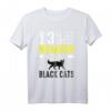 Lucky Number 13 Glückskatze T-Shirt - Lustiges schwarzes Katzen-Shirt für Tier- und Glücksmotiv-Fans, ideal als Geburtstagsgeschenk