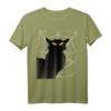 Gruselige Katze mit Spinnennetz und leuchtenden Augen T-Shirt – Perfekt für Halloween, Fasching und Katzenliebhaber