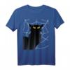 Gruselige Katze mit Spinnennetz und leuchtenden Augen T-Shirt – Perfekt für Halloween, Fasching und Katzenliebhaber