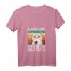 Damen Sarkasmus T-Shirt mit Kaffee & Katze – Lustiges Büro Humor Shirt, Lass uns Fremde bleiben, Perfekt für Morgenmuffel & Freunde