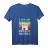 Damen Sarkasmus T-Shirt mit Kaffee & Katze – Lustiges Büro Humor Shirt, Lass uns Fremde bleiben, Perfekt für Morgenmuffel & Freunde