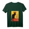 Damen T-Shirt mit Katzenmotiv Le Chat Noir - Schwarze Katze V-Ausschnitt, leichtes, klassisches Design