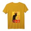Damen T-Shirt mit Katzenmotiv Le Chat Noir - Schwarze Katze V-Ausschnitt, leichtes, klassisches Design