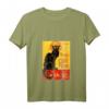 Damen T-Shirt mit Katzenmotiv Le Chat Noir - Schwarze Katze V-Ausschnitt, leichtes, klassisches Design