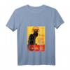 Damen T-Shirt mit Katzenmotiv Le Chat Noir - Schwarze Katze V-Ausschnitt, leichtes, klassisches Design