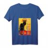 Damen T-Shirt mit Katzenmotiv Le Chat Noir - Schwarze Katze V-Ausschnitt, leichtes, klassisches Design