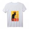 Damen T-Shirt mit Katzenmotiv Le Chat Noir - Schwarze Katze V-Ausschnitt, leichtes, klassisches Design