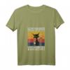 Damen Kaffee Katzen T-Shirt mit V-Ausschnitt - Lustiges 'Ich hasse Morgenmenschen' Design für Katzen- und Kaffeeliebhaberinnen