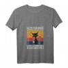 Damen Kaffee Katzen T-Shirt mit V-Ausschnitt - Lustiges 'Ich hasse Morgenmenschen' Design für Katzen- und Kaffeeliebhaberinnen