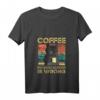 Damen Coffee Because Murder Is Wrong T-Shirt mit V-Ausschnitt – Lustiges Kaffee- und Katzen-Motiv
