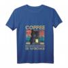 Damen Coffee Because Murder Is Wrong T-Shirt mit V-Ausschnitt – Lustiges Kaffee- und Katzen-Motiv