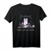 Witziges Katzen- und Kaffee-T-Shirt für Kaffeeliebhaber, Buchfans und Tierfreunde – Perfektes Geschenk für Morgengruß- und Humorliebhaber