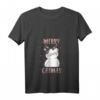Damen HapFrog T-Shirt mit V-Ausschnitt - Weihnachtliches Katzen Design 'Merry Catmas' für Katzenliebhaberinnen