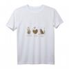 Damen Katzenliebhaber T-Shirt mit Peace, Liebe & Leopard Herz – Niedliches Tiermotiv mit V-Ausschnitt