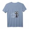 Damen Stubentiger Schwarze Katze Kater Katzen T-Shirt mit V-Ausschnitt - Lustiges Katzenmotiv für Katzenliebhaber & Geschenkideen