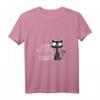 Damen Stubentiger Schwarze Katze Kater Katzen T-Shirt mit V-Ausschnitt - Lustiges Katzenmotiv für Katzenliebhaber & Geschenkideen