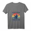 Damen Cat Pew Pew Madafakas Vintage Retro Lustiges Katze T-Shirt mit V-Ausschnitt – Humorvolles Statement-Shirt für Katzenfans