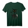 What? - Lustiges Schwarze Katze mit Messer T-Shirt für Katzenliebhaber und Tierfans