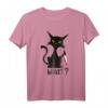 What? - Lustiges Schwarze Katze mit Messer T-Shirt für Katzenliebhaber und Tierfans