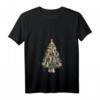 Damen Cat Katze Weihnachten T-Shirt mit Baum und Lichtern – Lustiges Geschenk für Tierliebhaber und Festtage