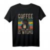 Coffee Because Murder Is Wrong Damen Vintage Katzen Kaffee T-Shirt – Lustiges Sarkasmus Outfit für Kaffee- und Katzenliebhaber