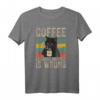 Coffee Because Murder Is Wrong Damen Vintage Katzen Kaffee T-Shirt – Lustiges Sarkasmus Outfit für Kaffee- und Katzenliebhaber