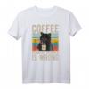 Coffee Because Murder Is Wrong Damen Vintage Katzen Kaffee T-Shirt – Lustiges Sarkasmus Outfit für Kaffee- und Katzenliebhaber