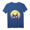 Schwarze Katze über Vintage- und Retro-Sonnenuntergang T-Shirt – Lustiges Katzenmotiv, perfektes Geschenk für Katzenfans zu Weihnachten, Valentinstag & Geburtstag
